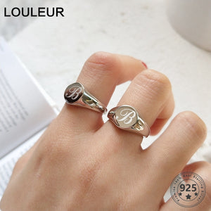 New 925 sterling silver fancy english letters B rings simple trendy design cute romantic personality rings for women jewelry