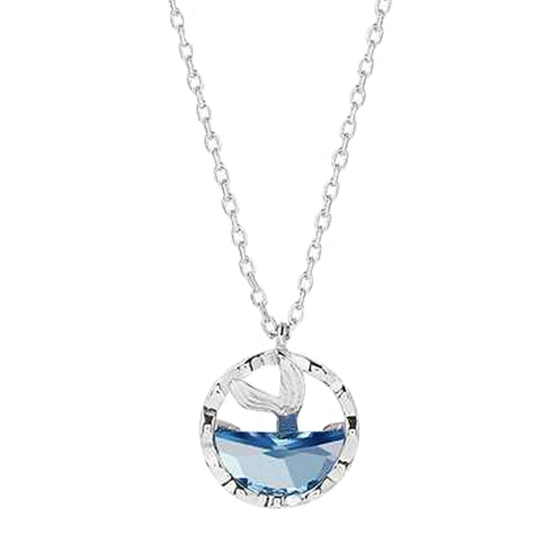 Huitan Romantic Legend Mermaid Tail Blue Sea Women Pendent Necklace Fancy Wedding Engagement Party Charms Daily Wear Accessories