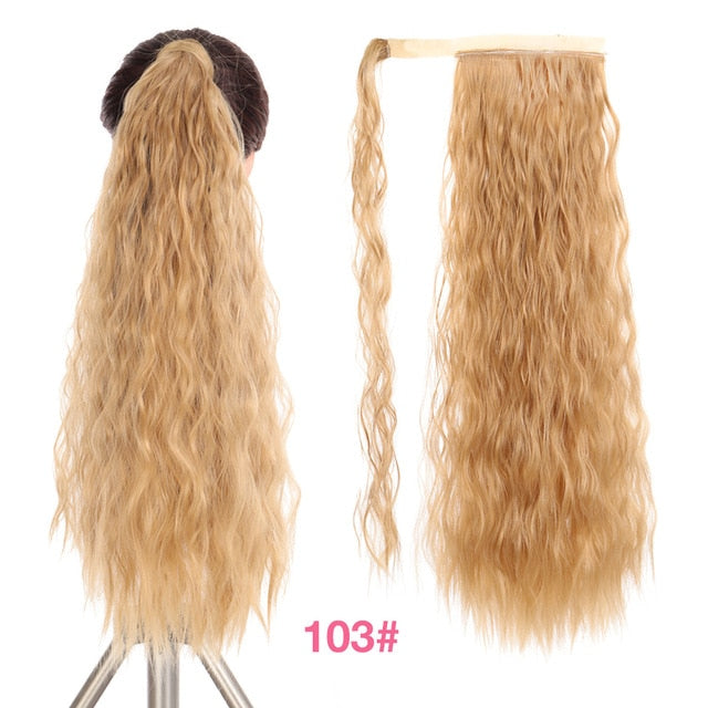 MANWEI women Long straight Real Natural Ponytail Clip in Pony tail Hair Extensions Wrap Around on Synthetic Hair Piece