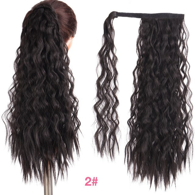 MANWEI 24 Inch HairpieceSynthetic Ponytail Hair Extension Clip In Hairpieces Natural Hair Pony Tail Grey Red Long Ponytail