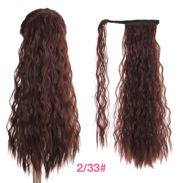 MANWEI 24 Inch HairpieceSynthetic Ponytail Hair Extension Clip In Hairpieces Natural Hair Pony Tail Grey Red Long Ponytail