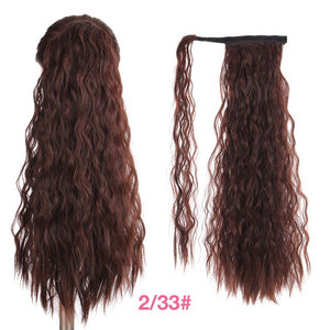 MANWEI 24 Inch HairpieceSynthetic Ponytail Hair Extension Clip In Hairpieces Natural Hair Pony Tail Grey Red Long Ponytail
