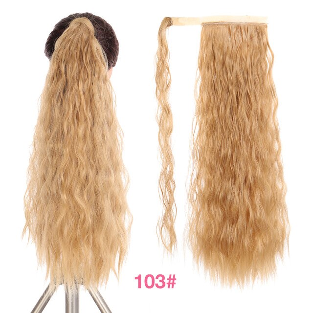 MANWEI 24 Inch HairpieceSynthetic Ponytail Hair Extension Clip In Hairpieces Natural Hair Pony Tail Grey Red Long Ponytail
