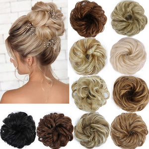 AILIADE Women Girl Headwear Messy Chignon Donut Gary Brown Hair Bun Pad Elastic Hair Rope Rubber Band Hair Extensions