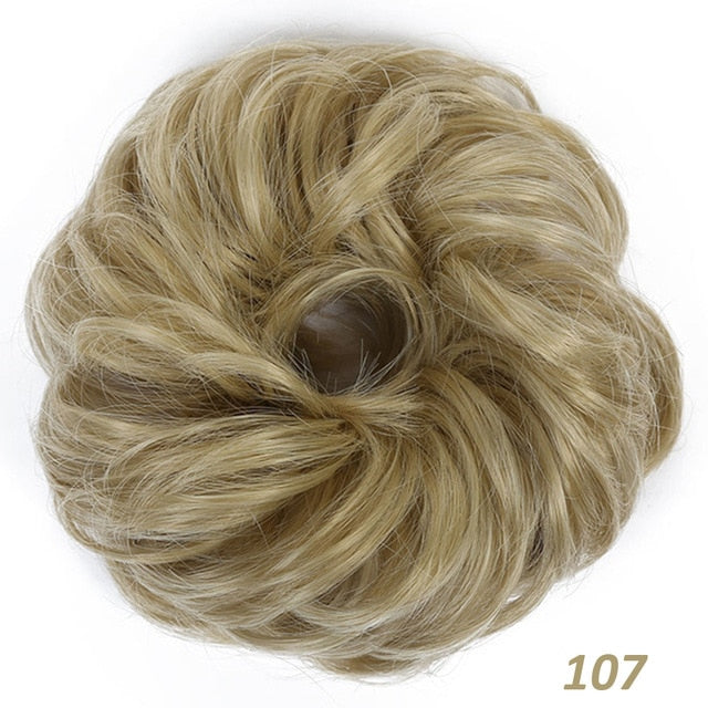 AILIADE Women Girl Headwear Messy Chignon Donut Gary Brown Hair Bun Pad Elastic Hair Rope Rubber Band Hair Extensions