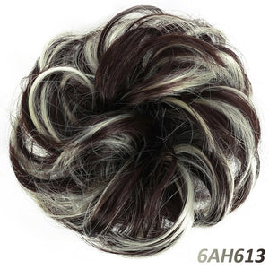 AILIADE Women Girl Headwear Messy Chignon Donut Gary Brown Hair Bun Pad Elastic Hair Rope Rubber Band Hair Extensions