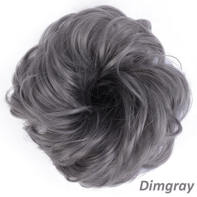 AILIADE Women Girl Headwear Messy Chignon Donut Gary Brown Hair Bun Pad Elastic Hair Rope Rubber Band Hair Extensions