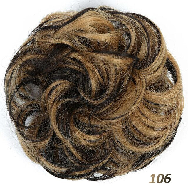 AILIADE Women Girl Headwear Messy Chignon Donut Gary Brown Hair Bun Pad Elastic Hair Rope Rubber Band Hair Extensions