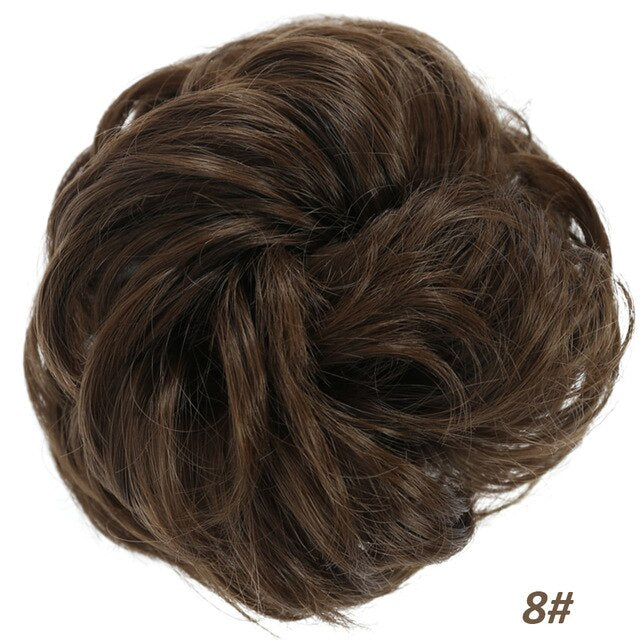 AILIADE Women Girl Headwear Messy Chignon Donut Gary Brown Hair Bun Pad Elastic Hair Rope Rubber Band Hair Extensions