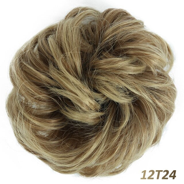 AILIADE Women Girl Headwear Messy Chignon Donut Gary Brown Hair Bun Pad Elastic Hair Rope Rubber Band Hair Extensions