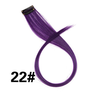 AliLeader 87 Colored Long Straight Ombre Synthetic Hair Extensions Pure Clip In One Piece Strips 20" Hairpiece For Women
