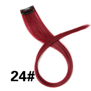 AliLeader 87 Colored Long Straight Ombre Synthetic Hair Extensions Pure Clip In One Piece Strips 20" Hairpiece For Women