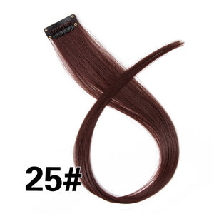 AliLeader 87 Colored Long Straight Ombre Synthetic Hair Extensions Pure Clip In One Piece Strips 20" Hairpiece For Women