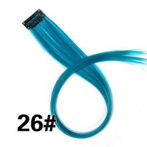 AliLeader 87 Colored Long Straight Ombre Synthetic Hair Extensions Pure Clip In One Piece Strips 20" Hairpiece For Women