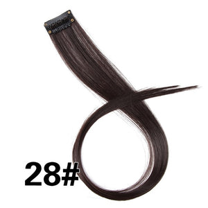 AliLeader 87 Colored Long Straight Ombre Synthetic Hair Extensions Pure Clip In One Piece Strips 20" Hairpiece For Women