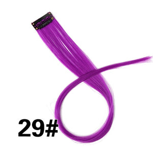 AliLeader 87 Colored Long Straight Ombre Synthetic Hair Extensions Pure Clip In One Piece Strips 20" Hairpiece For Women