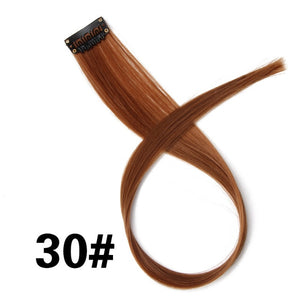 AliLeader 87 Colored Long Straight Ombre Synthetic Hair Extensions Pure Clip In One Piece Strips 20" Hairpiece For Women