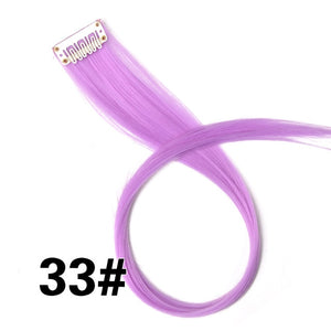 AliLeader 87 Colored Long Straight Ombre Synthetic Hair Extensions Pure Clip In One Piece Strips 20" Hairpiece For Women