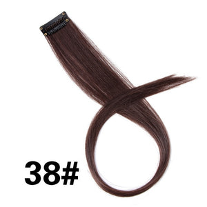 AliLeader 87 Colored Long Straight Ombre Synthetic Hair Extensions Pure Clip In One Piece Strips 20" Hairpiece For Women