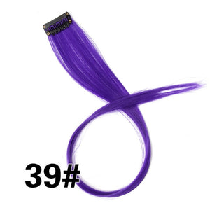 AliLeader 87 Colored Long Straight Ombre Synthetic Hair Extensions Pure Clip In One Piece Strips 20" Hairpiece For Women