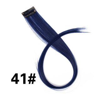 AliLeader 87 Colored Long Straight Ombre Synthetic Hair Extensions Pure Clip In One Piece Strips 20" Hairpiece For Women