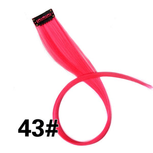 AliLeader 87 Colored Long Straight Ombre Synthetic Hair Extensions Pure Clip In One Piece Strips 20" Hairpiece For Women