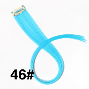 AliLeader 87 Colored Long Straight Ombre Synthetic Hair Extensions Pure Clip In One Piece Strips 20" Hairpiece For Women
