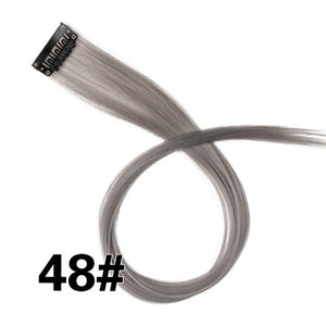AliLeader 87 Colored Long Straight Ombre Synthetic Hair Extensions Pure Clip In One Piece Strips 20" Hairpiece For Women