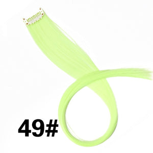 AliLeader 87 Colored Long Straight Ombre Synthetic Hair Extensions Pure Clip In One Piece Strips 20" Hairpiece For Women