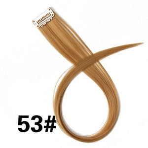 AliLeader 87 Colored Long Straight Ombre Synthetic Hair Extensions Pure Clip In One Piece Strips 20" Hairpiece For Women