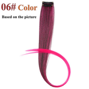 AliLeader 87 Colored Long Straight Ombre Synthetic Hair Extensions Pure Clip In One Piece Strips 20" Hairpiece For Women