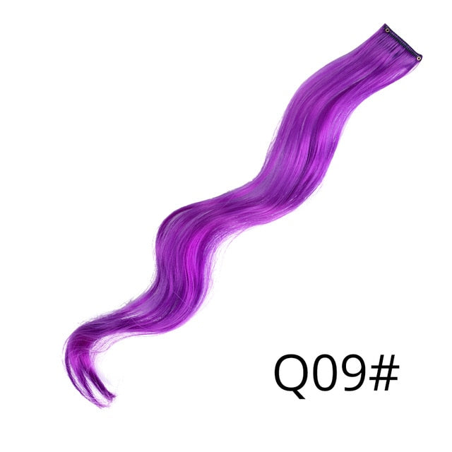AliLeader 87 Colored Long Straight Ombre Synthetic Hair Extensions Pure Clip In One Piece Strips 20" Hairpiece For Women
