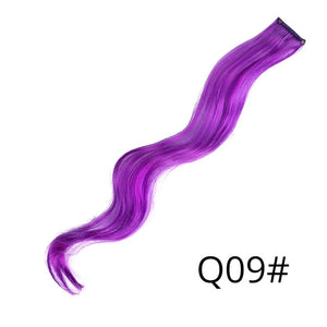 AliLeader 87 Colored Long Straight Ombre Synthetic Hair Extensions Pure Clip In One Piece Strips 20" Hairpiece For Women