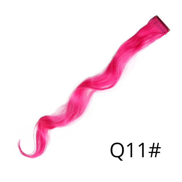 AliLeader 87 Colored Long Straight Ombre Synthetic Hair Extensions Pure Clip In One Piece Strips 20" Hairpiece For Women