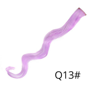 AliLeader 87 Colored Long Straight Ombre Synthetic Hair Extensions Pure Clip In One Piece Strips 20" Hairpiece For Women