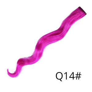 AliLeader 87 Colored Long Straight Ombre Synthetic Hair Extensions Pure Clip In One Piece Strips 20" Hairpiece For Women