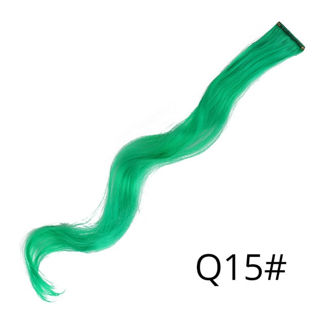 AliLeader 87 Colored Long Straight Ombre Synthetic Hair Extensions Pure Clip In One Piece Strips 20" Hairpiece For Women