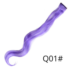 AliLeader 87 Colored Long Straight Ombre Synthetic Hair Extensions Pure Clip In One Piece Strips 20" Hairpiece For Women