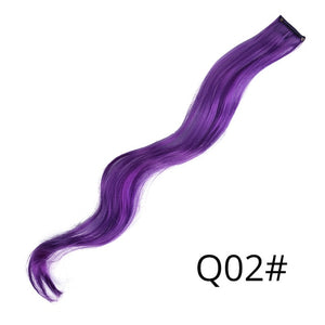 AliLeader 87 Colored Long Straight Ombre Synthetic Hair Extensions Pure Clip In One Piece Strips 20" Hairpiece For Women