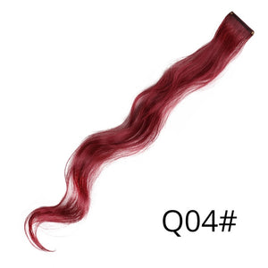 AliLeader 87 Colored Long Straight Ombre Synthetic Hair Extensions Pure Clip In One Piece Strips 20" Hairpiece For Women