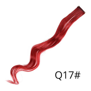 AliLeader 87 Colored Long Straight Ombre Synthetic Hair Extensions Pure Clip In One Piece Strips 20" Hairpiece For Women