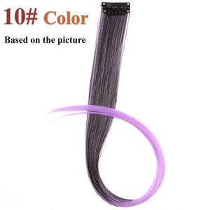 AliLeader 87 Colored Long Straight Ombre Synthetic Hair Extensions Pure Clip In One Piece Strips 20" Hairpiece For Women