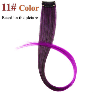 AliLeader 87 Colored Long Straight Ombre Synthetic Hair Extensions Pure Clip In One Piece Strips 20" Hairpiece For Women