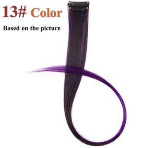 AliLeader 87 Colored Long Straight Ombre Synthetic Hair Extensions Pure Clip In One Piece Strips 20" Hairpiece For Women