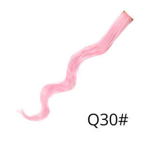 AliLeader 87 Colored Long Straight Ombre Synthetic Hair Extensions Pure Clip In One Piece Strips 20" Hairpiece For Women