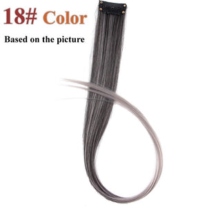 AliLeader 87 Colored Long Straight Ombre Synthetic Hair Extensions Pure Clip In One Piece Strips 20" Hairpiece For Women