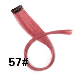 AliLeader 87 Colored Long Straight Ombre Synthetic Hair Extensions Pure Clip In One Piece Strips 20" Hairpiece For Women