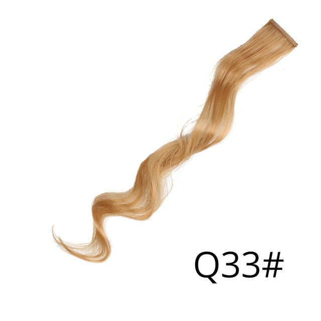 AliLeader 87 Colored Long Straight Ombre Synthetic Hair Extensions Pure Clip In One Piece Strips 20" Hairpiece For Women