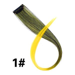 Alileader Clip In One Piece Hair Extensions 50Cm Straight Long Synthetic Hairpieces Women Girls Rainbow 57 Colors 12G/Pcs