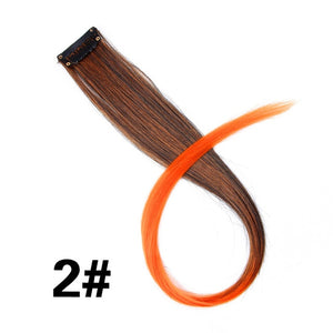 Alileader Clip In One Piece Hair Extensions 50Cm Straight Long Synthetic Hairpieces Women Girls Rainbow 57 Colors 12G/Pcs